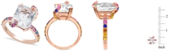 Macy's White Quartz and Multi-Colored Sapphire Ring in 14K Rose Gold